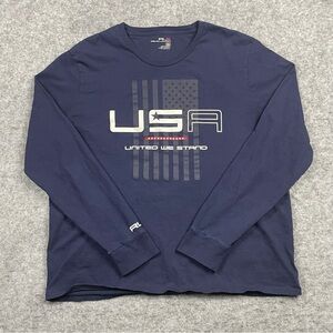 RLX Ralph Lauren Shirt Mens XL Blue Graphic USA "United We‎ Stand" Long Sleeve T